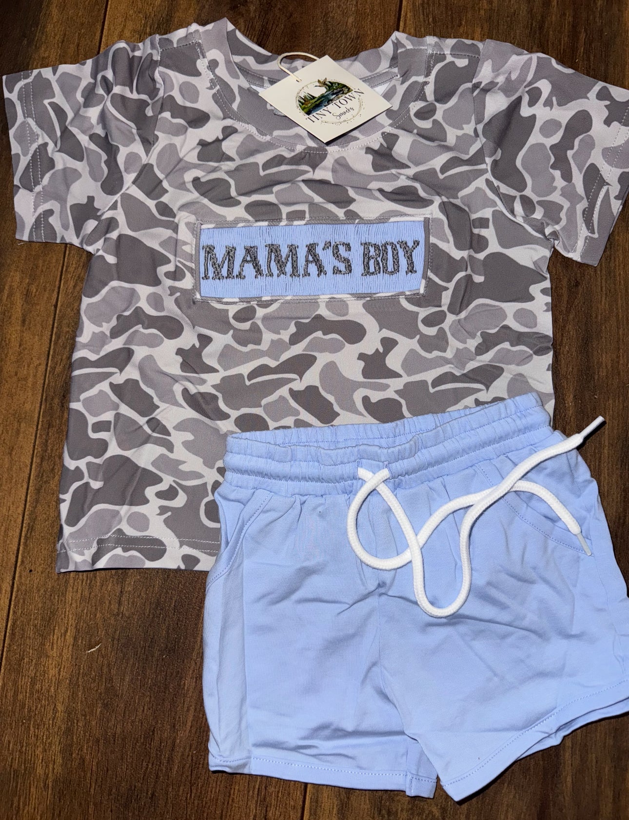 RTS : Blue + Greyscale Camo Set - 3T - "DADDY'S BOY"