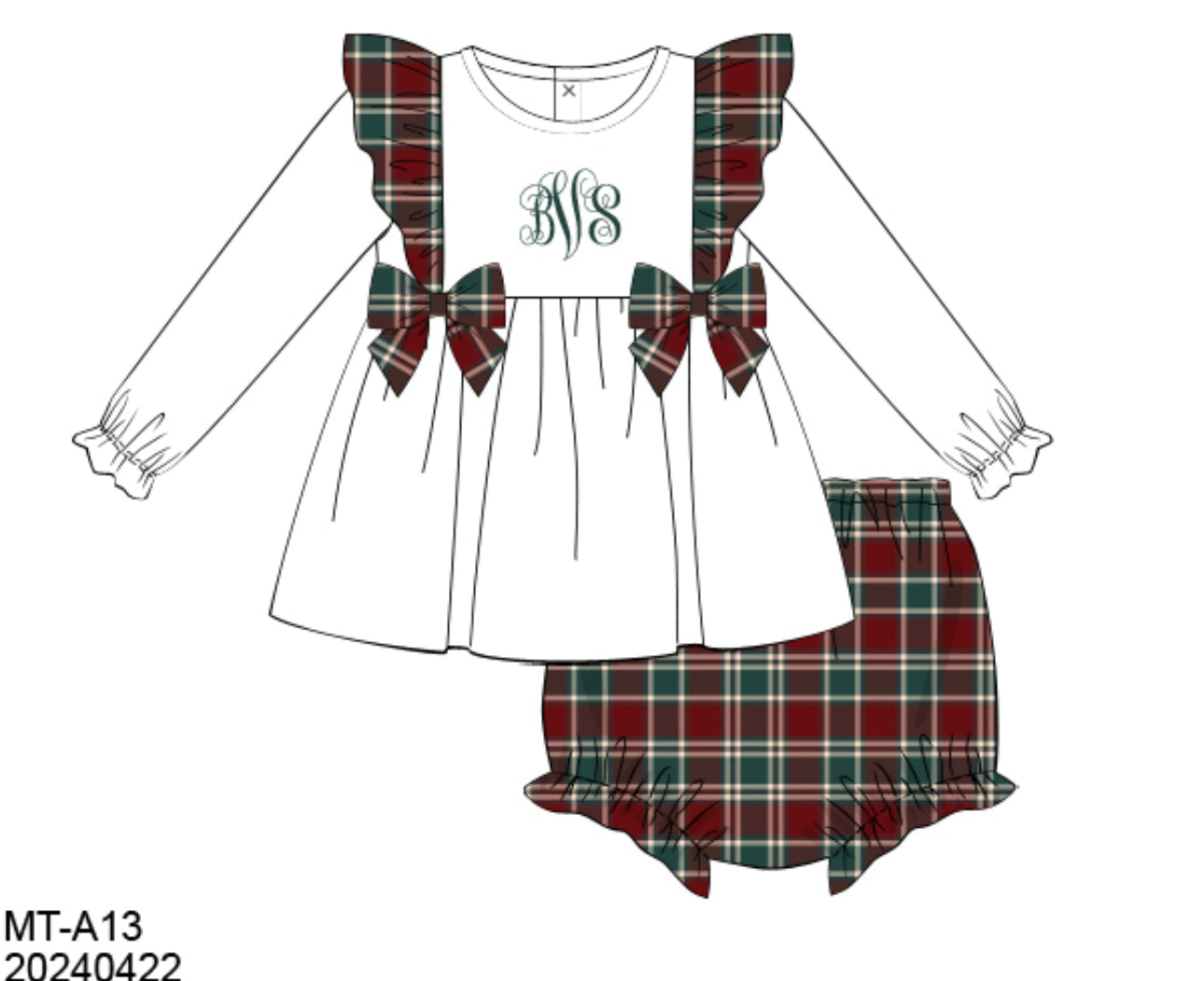 RTS : Dressy Plaid Girl Diaper Set