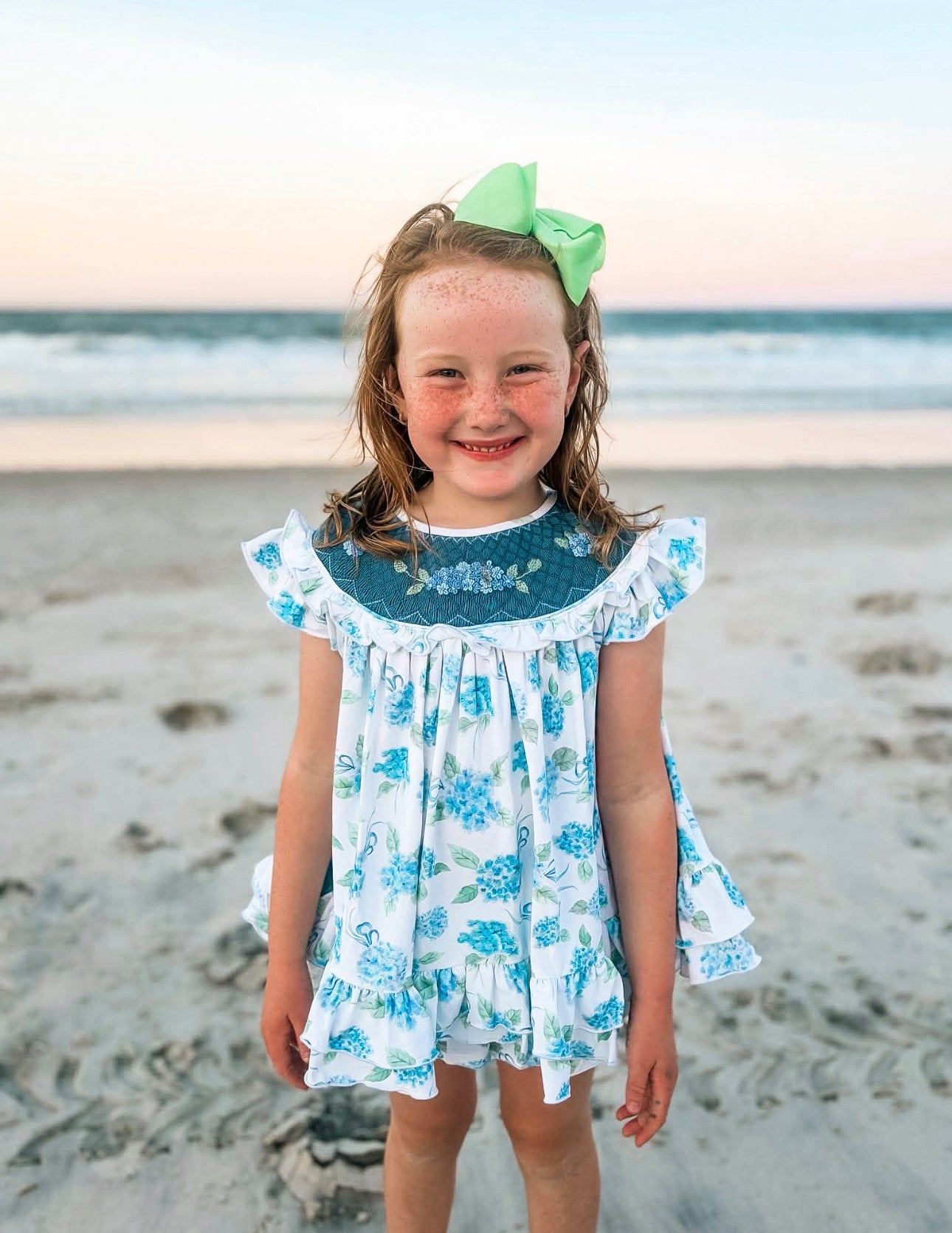 RTS : Hydrangeas Smocked Bloomer Set