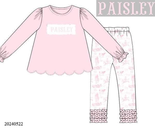 RTS : Winter Western Smocked Girl Pant Set