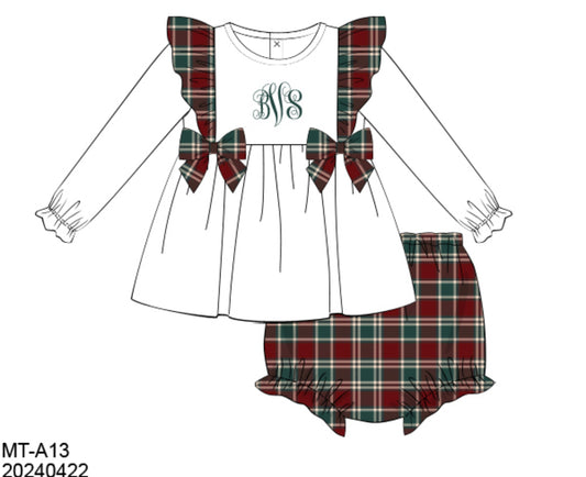 RTS : Dressy Plaid Girl Diaper Set