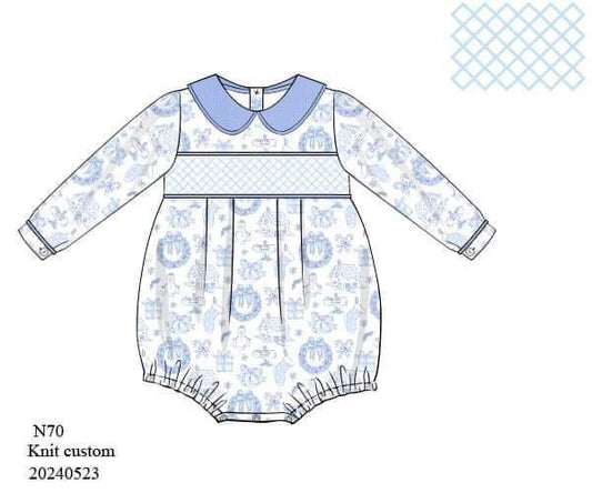 RTS : Blue Christmas Toile Boy Bubble