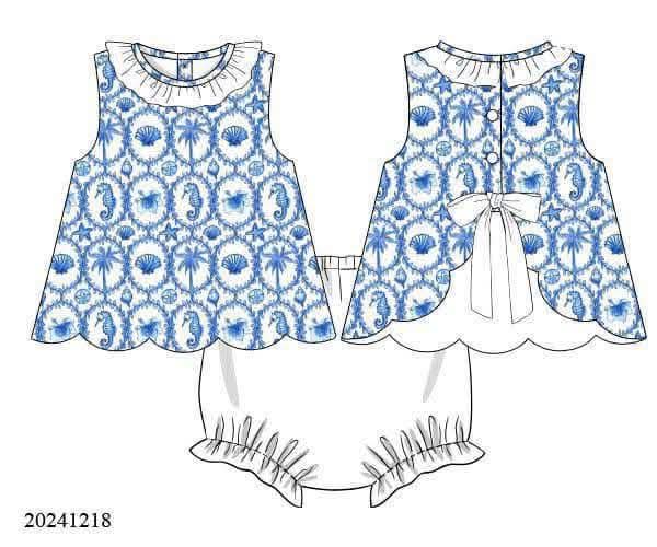 RTS : Ocean Oasis Chinoiserie Bloomer Set